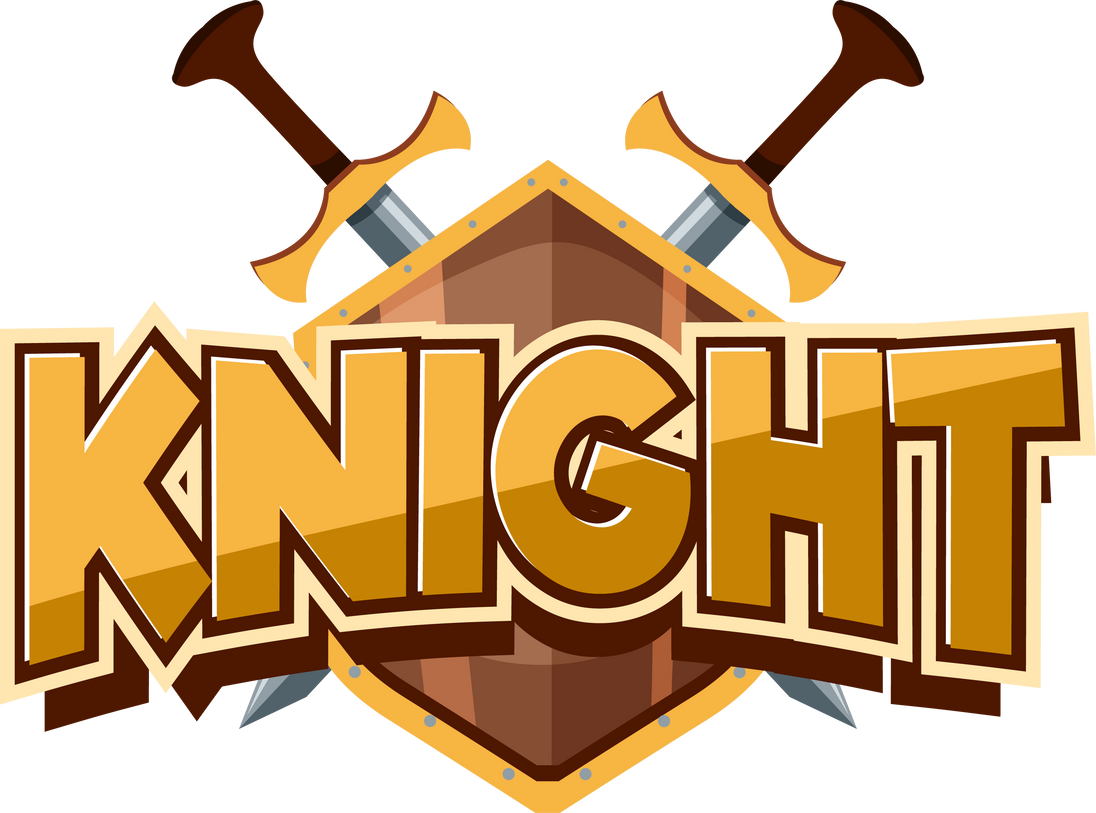 Knight Font Logo with Sword in Cartoon Style